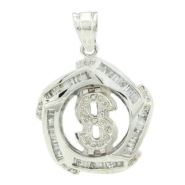 10K DIA. PENDANT ($ DESIGN), BG 1.80CT., RD 0.32CT