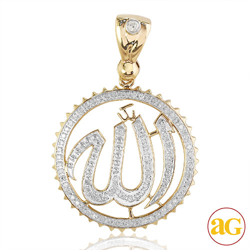 14KY 0.75CTW DIAMOND 'ALLAH' PENDANT