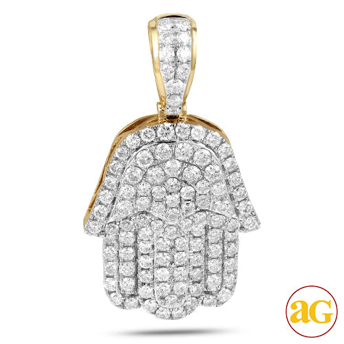 14KY 2.10CTW DIAMOND HAMZA PENDANT