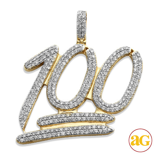 10KY 5.25CTW DIAMOND "100" PENDANT