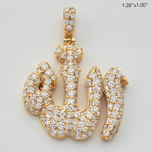 14KY 2.60CTW DIAMOND 'ALLAH' PENDANT - ROUNDED
