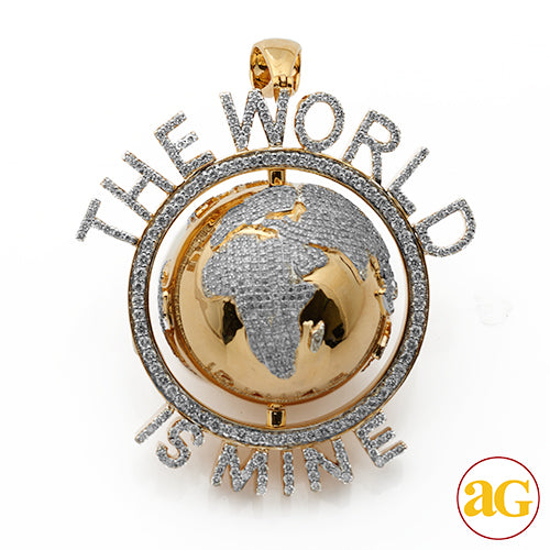 10KY 5.00CTW DIAMOND SPINNING GLOBE PENDANT - 'THE