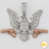 14KW+R 4.25CTW DIAMOND 'EAGLE WITH GUNS' PENDANT