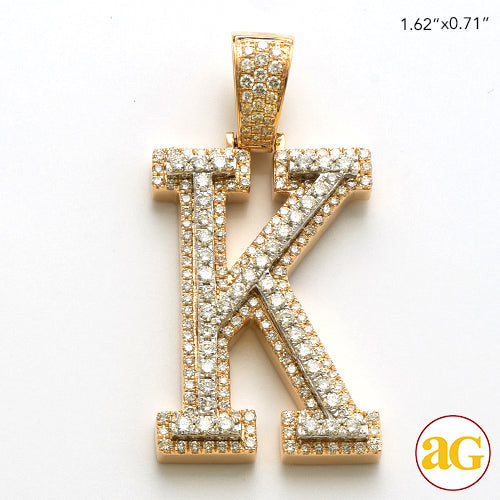 10KY+W 1.70CTW DIAMOND TWO TONE INITIAL PENDANT