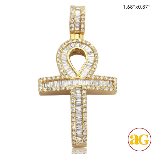 14KY 1.40 CTW BAGUETTE DIAMOND "ANKH" CROSS