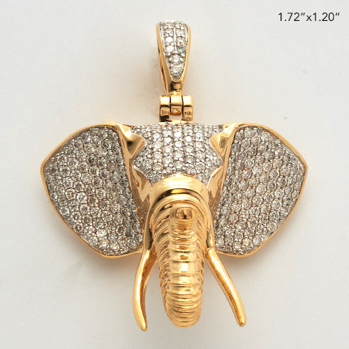 14ky diamond elephant head pendant