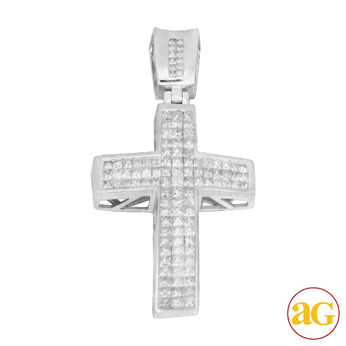 14KW 3.00CTW INV. PC DIAMOND CROSS PENDANT
