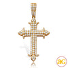 14KY 2.35CTW DIAMOND FLEUR DE LIS 3-ROW CROSS