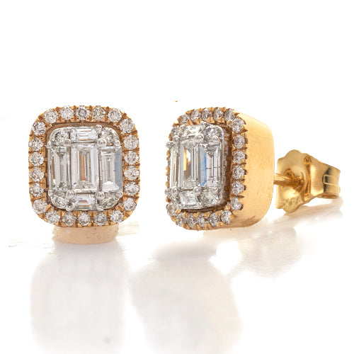 14KY+W 0.80CTW BAGUETTE DIAMOND EARRING STUDS