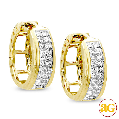 14KY 1.00CTW DIAMOND HOOP EARRINGS