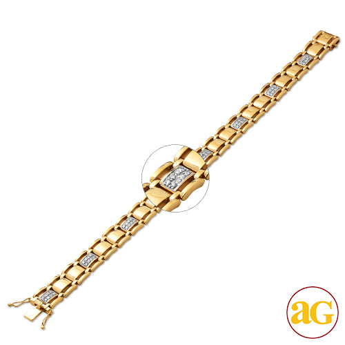 10KY 1.00CTW DIAMOND MENS BRACELET 8"