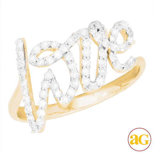 14KY 0.35CTW DIAMOND 'LOVE' RING