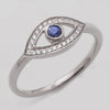 14KW 0.10CTW DIAMOND EVIL EYE RING W/