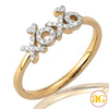 14KY 0.15CTW DIAMOND 'X & O' RING WITH HEARTS