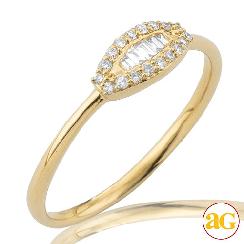 14KY 0.15CTW BAGUETTE DIAMOND DESIGNER RING
