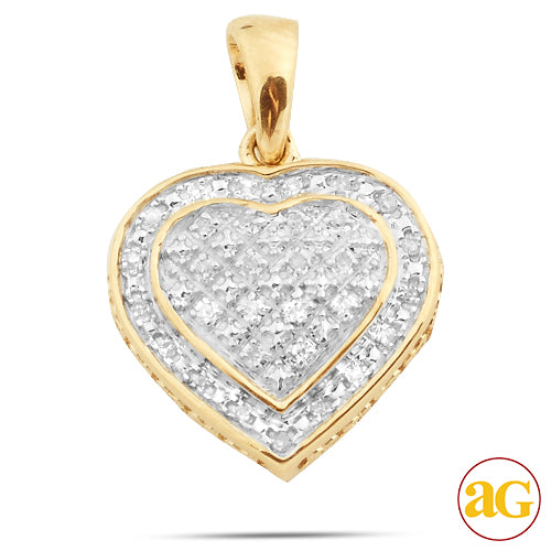 10KY 0.05CTW DIAMOND 3-D HEART SHAPED PENDANT