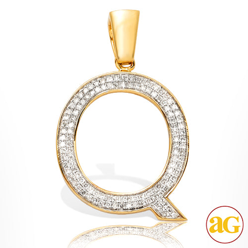 10KY 0.25CTW DIAMOND INITIAL PENDANT - "Q"