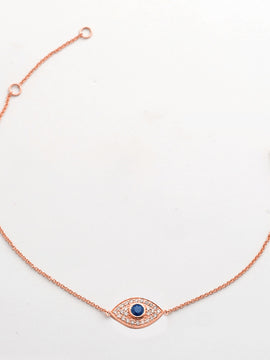 14KR 0.16CTW DIAMOND EVIL EYE BRACELET W/