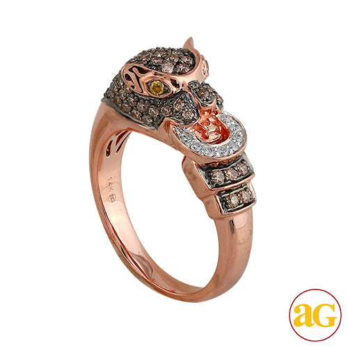 14KR 0.75CTW CHAMPAGNE DIAMOND PANTHER RING