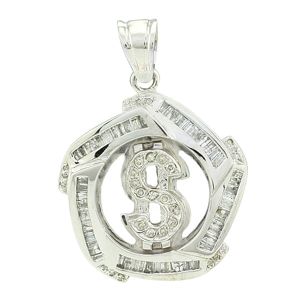 10K DIA. PENDANT ($ DESIGN)&comma; BG 1.80CT.&comma; RD 0.32CT