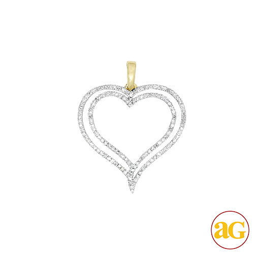 14KY 0.25CTW DIAMOND DOUBLE HEART PENDANT