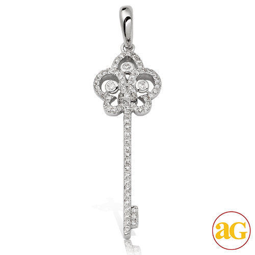 14KW 0.50CTW DIAMOND &apos;FLEUR DE LIS&apos; DESIGN KEY PEN