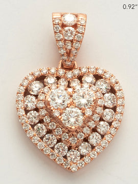 14KR 1.40CTW DIAMOND HEART CLUSTER PENDANT