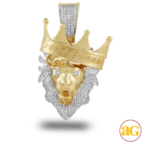 10KY 0.35CTW DIAMOND LION HEAD WITH TILTED CROWN