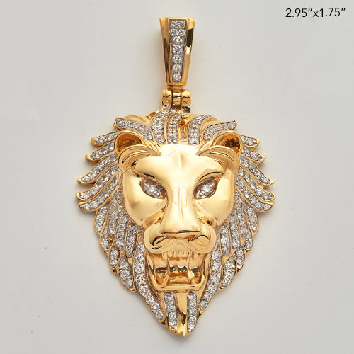 14KY 5.00CTW DIAMOND LION HEAD PENDANT