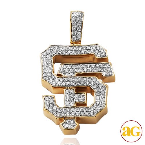 10KY 1.50CTW DIAMOND SPORTS LOGO "SF" PENDANT