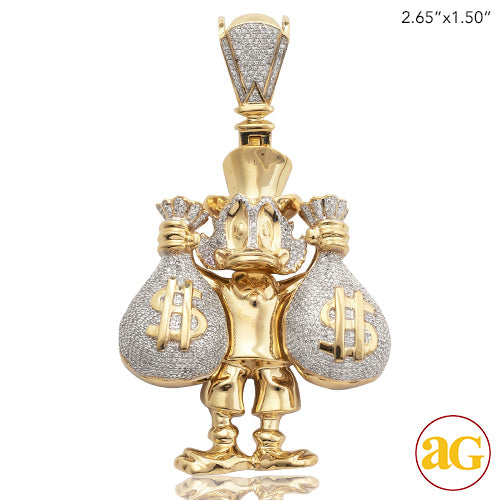 10KY 1.50CTW MICROPAVE DUCK W / MONEY BAGS PENDANT