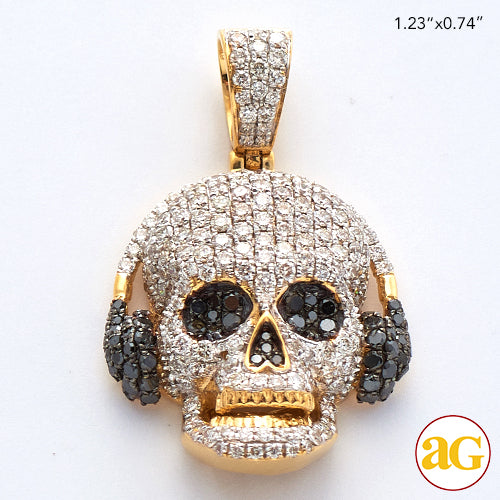 10KY 2.15CTW BLACK AND WHITE DIAMOND SKULL WITH