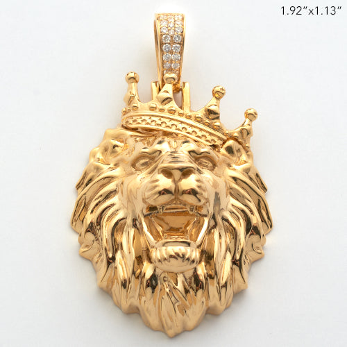 14KY 0.15CTW DIAMOND LION HEAD WITH CROWN