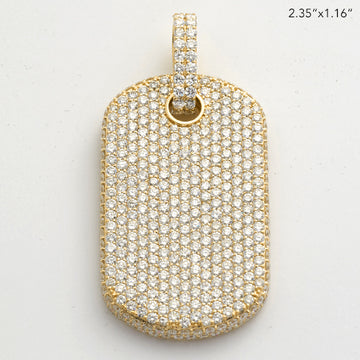 14KY 15.50CTW DIAMOND DOGTAG PENDANT WITH SIDE