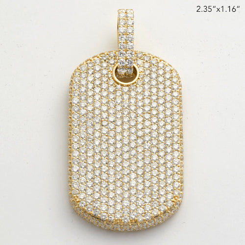14KY 15.50CTW DIAMOND DOGTAG PENDANT WITH SIDE