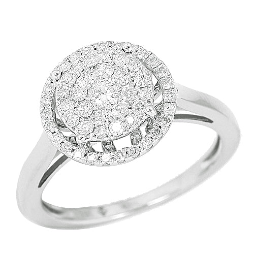 14KW 0.75CTW DIAMOND LUNA CLUSTER RING WITH HALO