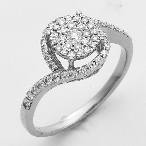 14KW 0.50CTW LUNA CLUSTER DIAMOND RING WITH HALO