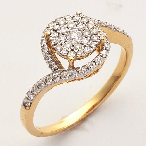 14KY 0.50CTW LUNA CLUSTER DIAMOND RING WITH HALO