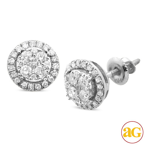 14KW 0.50CTW DIAMOND ROUND SHAPED CLUSTER EARRING