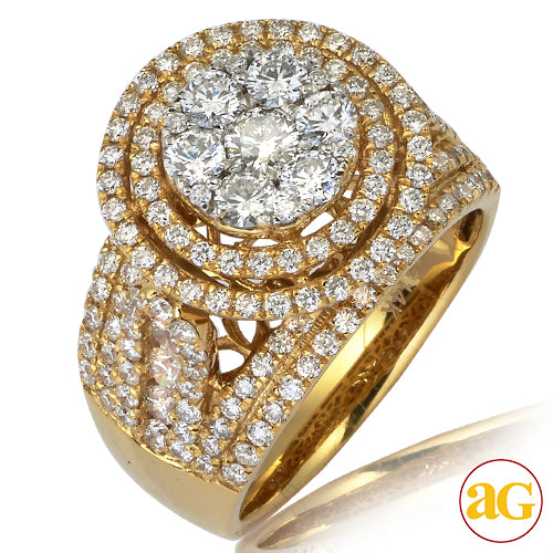 14KY 2.50CTW DIAMOND ROUND CLUSTER RING WITH