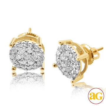 10KY 1.00CTW DIAMOND ROUND CLUSTER EARRING STUDS -