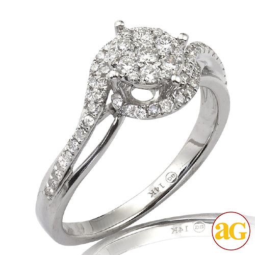 14KW 0.50CTW DIAMOND ROUND CLUSTER HEAD RING WITH
