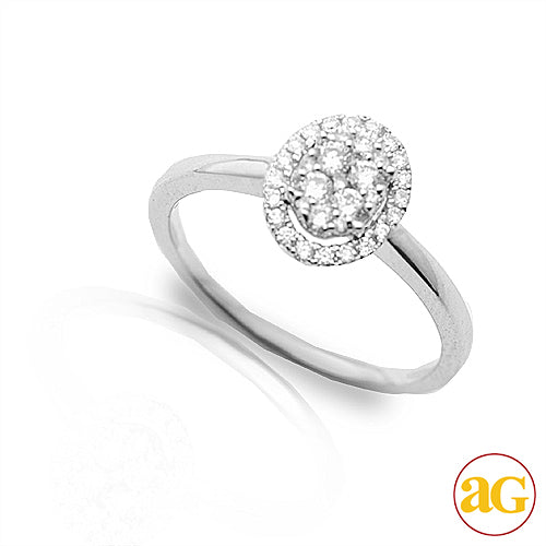 14KW 0.40CTW DIAMOND OVAL CLUSTER RING WITH HALO