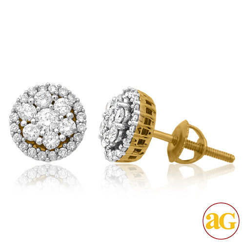 14KY 0.55CTW DIAMOND ROUND CLUSTER EARRING STUDS