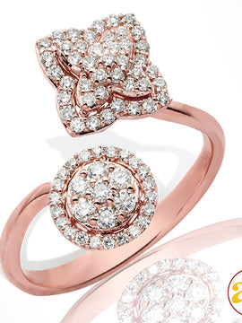14KR 0.50CTW DIAMOND XO CLUSTER TWO STONE RING