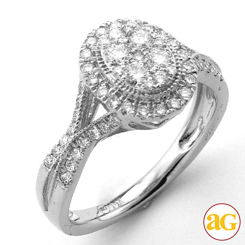 14KW 0.75CTW DIAMOND OVAL CLUSTER RING