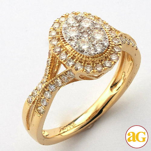 14KY 0.75CTW DIAMOND OVAL CLUSTER RING