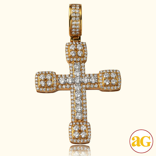 10KY 2.50CTW DIAMOND CROSS - SQUARE CLUSTER ENDS
