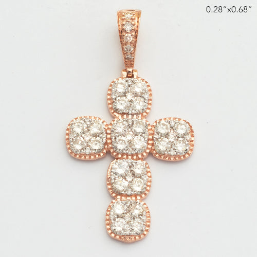 14KR 1.50CTW DIAMOND SQUARE CLUSTER CROSS WITH