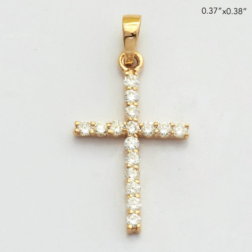 14KY 0.15CTW DIAMOND THIN CROSS PENDANT